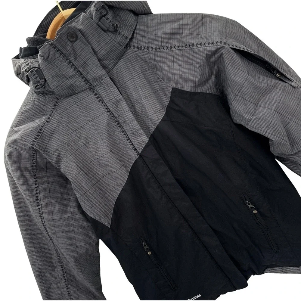 Columbia Omni-Tech Interchange Jacket Women S Grey Black Grid‎ Waterproof